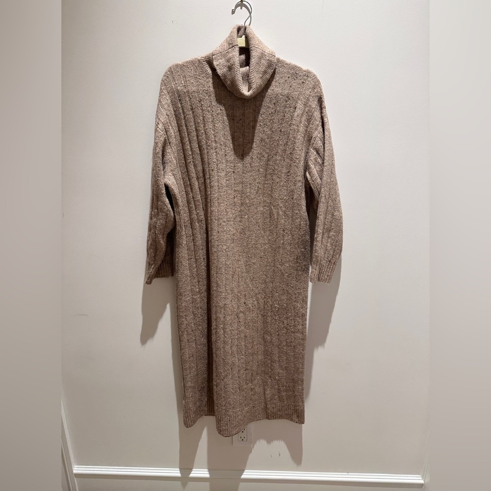 MANGO Tan Turtleneck Sweater Dress